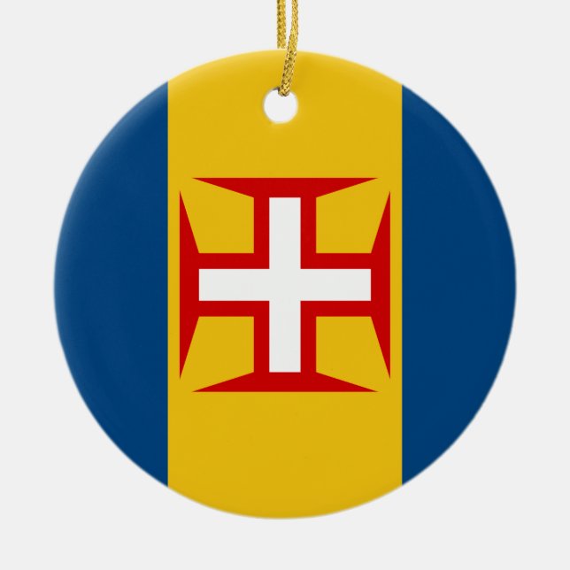 Ornamento De Cerâmica Bandeira de Madeira (Portugal) (Frente)