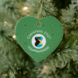 Ornamento De Cerâmica Bandeira de Natal Bahamas Black Angel Personalizad
