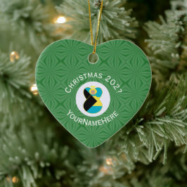 Ornamento De Cerâmica Bandeira de Natal do Anjo Bahamiano Personalizada