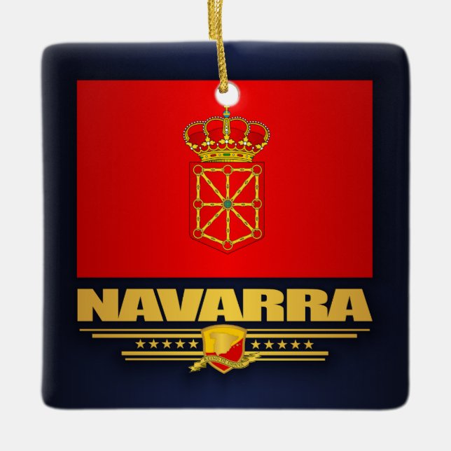 Ornamento De Cerâmica Bandeira de Navarra (Navarra) (Frente)