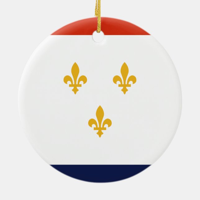 Ornamento De Cerâmica Bandeira de Nova Orleans (Louisiana, EUA) (Traseira)
