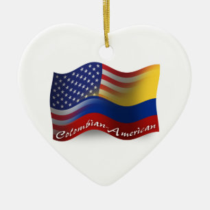 Ornamento De Cerâmica Bandeira de ondulação Colombiano-Americana