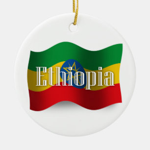 Ornamento De Cerâmica Bandeira de ondulação de Etiópia