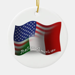Ornamento De Cerâmica Bandeira de ondulação Italiano-Americana