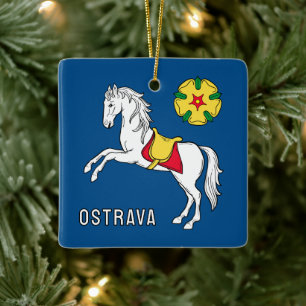 Ornamento De Cerâmica Bandeira de Ostrava, República Tcheca