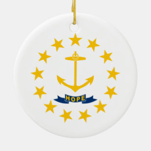Ornamento De Cerâmica Bandeira de Rhode Island (Estado dos EUA)