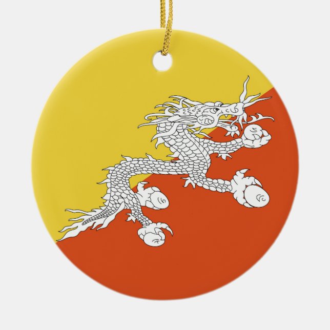 Ornamento De Cerâmica Bandeira do butano (Frente)