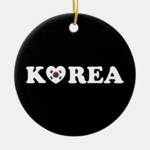 Ornamento De Cerâmica Bandeira do Coração do Amor da Coreia