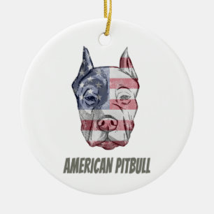 Ornamento De Cerâmica Bandeira do Dog Vintage em Pitbull Americano Terri