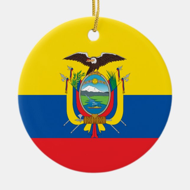 Ornamento De Cerâmica Bandeira do Equador (Frente)