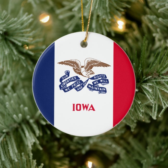 Ornamento De Cerâmica Bandeira do Estado de Iowa (Árvore)