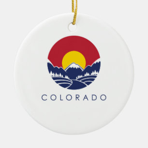 Ornamento De Cerâmica Bandeira do estado de montanha rochosa de Colorado