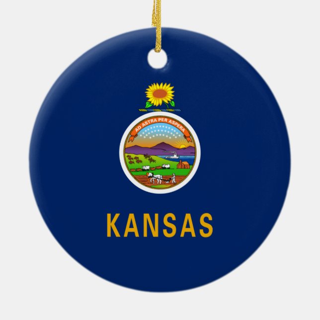Ornamento De Cerâmica Bandeira do Estado do Kansas (Traseira)