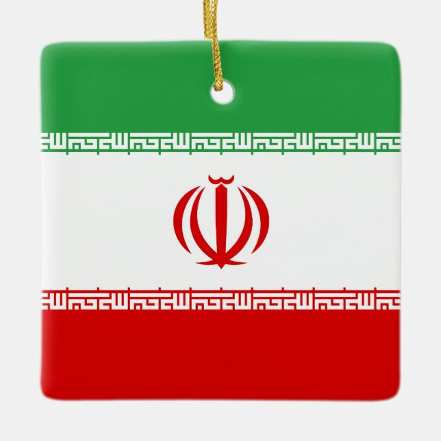 Ornamento De Cerâmica Bandeira do Irã (iraniano) (Frente)