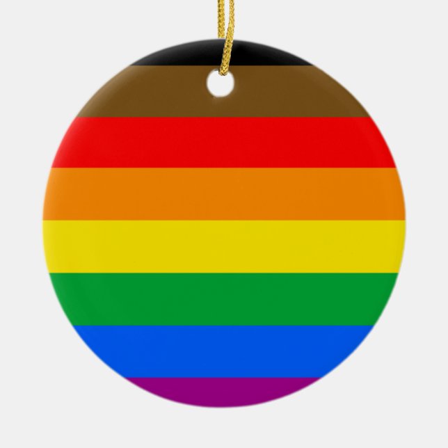 Ornamento De Cerâmica Bandeira do Orgulho Arco-íris de Filadélfia (Frente)