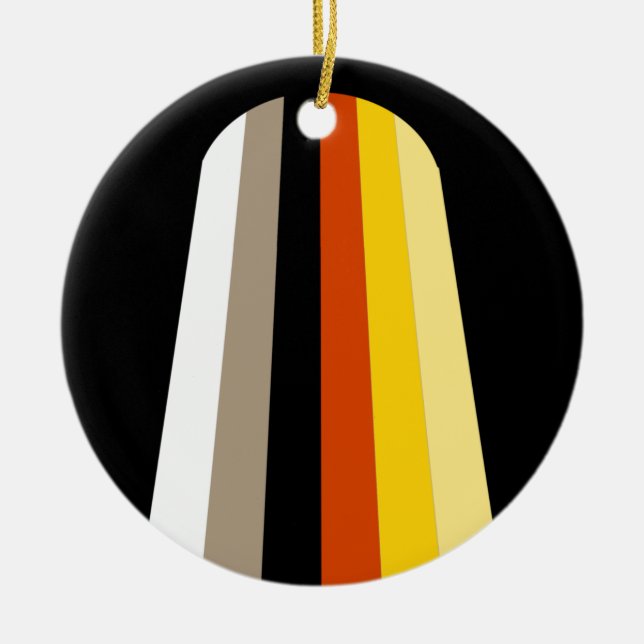 Ornamento De Cerâmica Bandeira do Orgulho de Cabelo Longo (Frente)