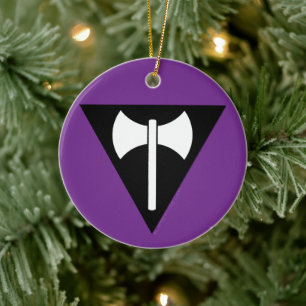 Ornamento De Cerâmica bandeira do orgulho lésbico SlipperyJoe feminista