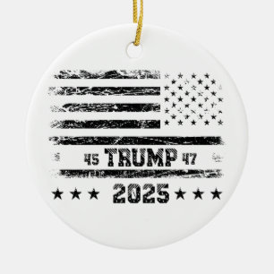 Ornamento De Cerâmica Bandeira dos Estados Unidos. Donald Trump.