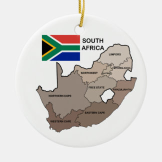 Ornamento De Cerâmica Bandeira e mapa de África do Sul