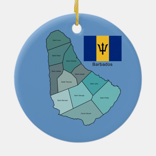 Ornamento De Cerâmica Bandeira e mapa de Barbados (Traseira)