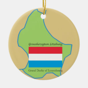 Ornamento De Cerâmica Bandeira e mapa de Luxembourg