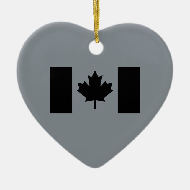 Ornamento De Cerâmica Bandeira Elegante Canadiana em Preto (Frente)