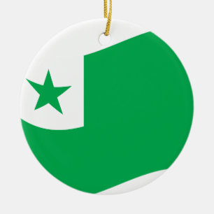 Ornamento De Cerâmica bandeira esperanto + Zamenhof,
