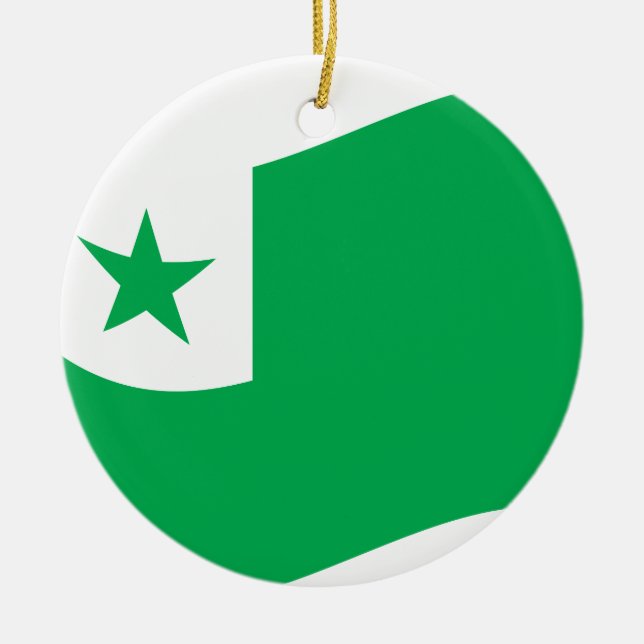 Ornamento De Cerâmica bandeira esperanto + Zamenhof, (Frente)
