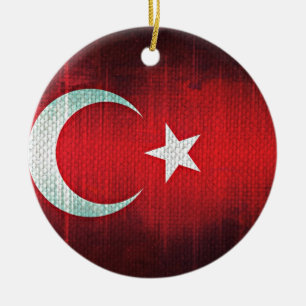 Ornamento De Cerâmica Bandeira Estilizada da Turquia