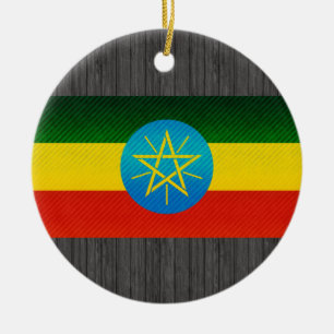 Ornamento De Cerâmica Bandeira etíope descascada moderna