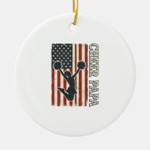 Ornamento De Cerâmica Bandeira EUA Papa Cheer Design Vintage Cheer_1
