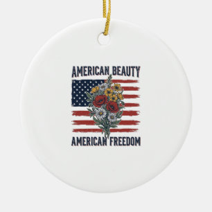 Ornamento De Cerâmica Bandeira Floral Liberdade Beleza Americana
