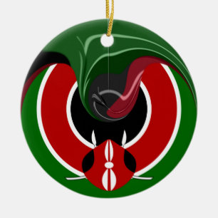 Ornamento De Cerâmica Bandeira Fluid Kenyan