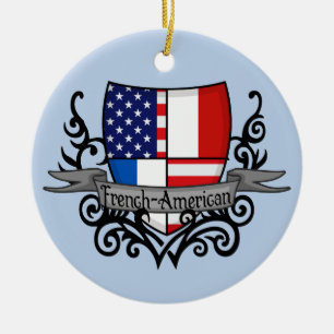 Ornamento De Cerâmica Bandeira Francês-Americana do protetor