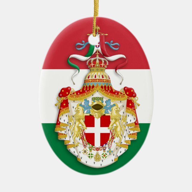 Ornamento De Cerâmica Bandeira italiana com insígnia do Reino de Itália (Frente)