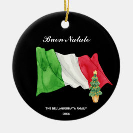 Ornamento De Cerâmica *~* Bandeira italiana Itália Buon Natale Foto Nata