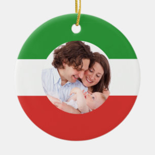 Ornamento De Cerâmica Bandeira Italiano-Americana do Xmas da foto de