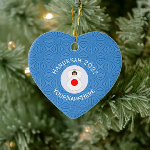 Ornamento De Cerâmica Bandeira Japonesa Anjo do Hanukkah Nome Ano Coraçã