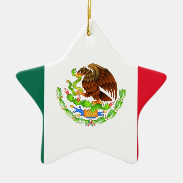 Ornamento De Cerâmica Bandeira mexicana (Frente)