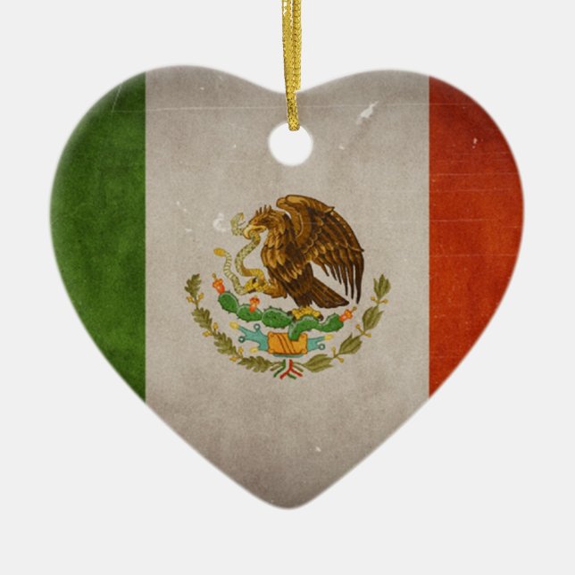 Ornamento De Cerâmica Bandeira mexicana de México do Grunge legal (Frente)