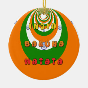 Ornamento De Cerâmica Bandeira Nacional da Índia Cores Hakuna Matata Lin
