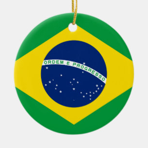Ornamento De Cerâmica Bandeira nacional de Brasil, cor exata da