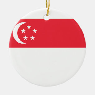 Ornamento De Cerâmica Bandeira nacional do mundo de Singapore