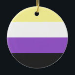 Ornamento De Cerâmica Bandeira Não-Binária<br><div class="desc">Bandeira Não-Binária,  não-Binária,  não binário,  enby,  nonbinary,  orgulho,  bandeira,  agender,  genderless,  género,  pangender,  bigender</div>