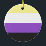 Ornamento De Cerâmica Bandeira Não-Binária<br><div class="desc">Bandeira Não-Binária,  não-Binária,  não binário,  enby,  nonbinary,  orgulho,  bandeira,  agender,  genderless,  género,  pangender,  bigender</div>
