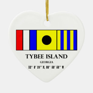 Ornamento De Cerâmica Bandeira náutica da ilha de Tybee