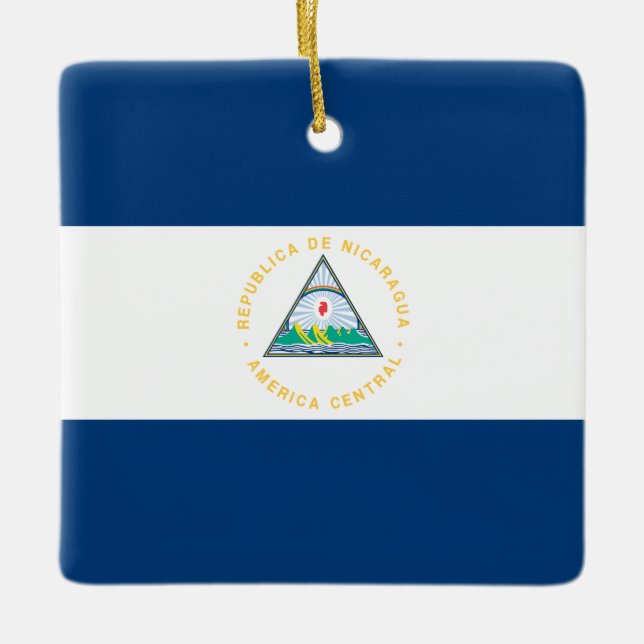 Ornamento De Cerâmica Bandeira Nicarágua (Nicarágua) (Frente)