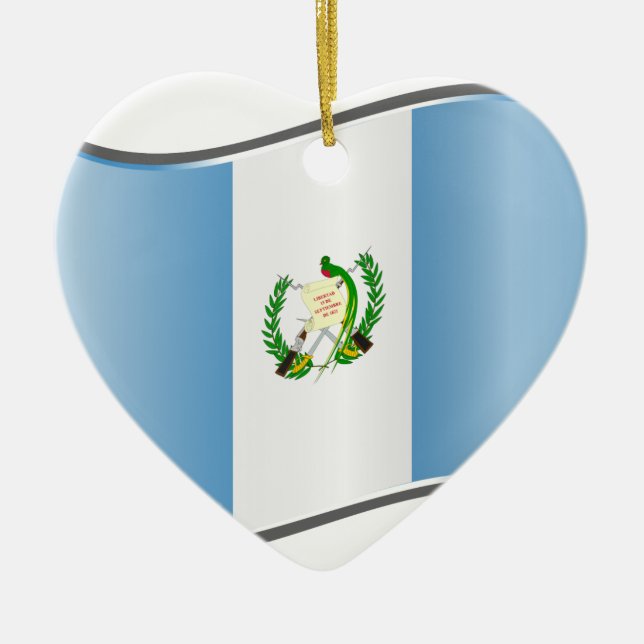 Ornamento De Cerâmica Bandeira ondulada da Guatemala (Frente)