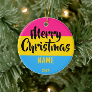 Ornamento De Cerâmica Bandeira Pansexual Personalizada Natal