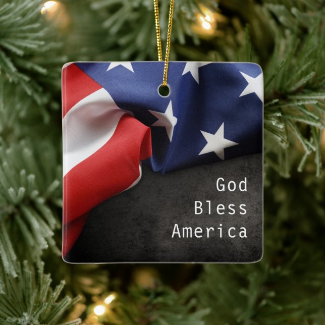 Ornamento De Cerâmica Bandeira Patriótica Americana (Árvore)
